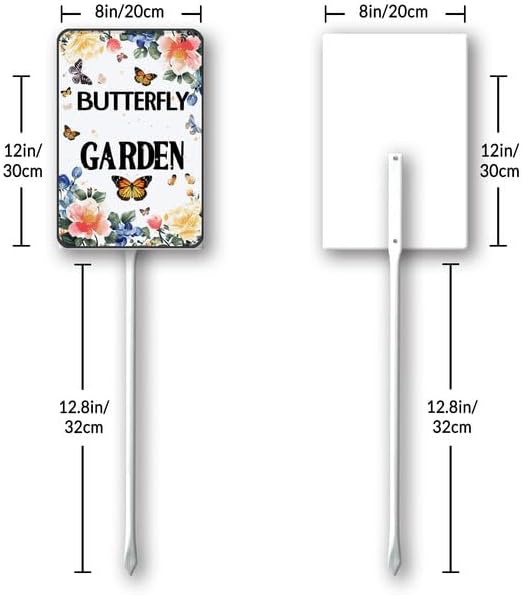 Uptell Aluminium Yard Sign Pollinator Friendly Garden Sign 8x12inch Outdoor Natural Retro Metal Signs Yard Grass Lawn Art And 12.8" Stake Kit