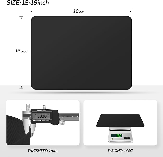FLASLD Heat Resistant Mat for Air Fryer Site on, Fireproof Silicone Mats for Kitchen Counter, Countertop Protector, No-slip and Waterproof (12"X18", Black)