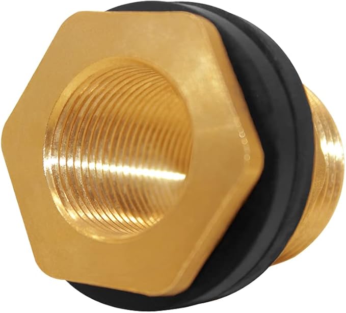 Joywayus Brass Water Container/Rain Barrel Spigot 3/4" Threaded Quarter Turn Ball Valve & 3/4" Female to 1" Male Threaded Bulkhead Fitting Water Tank Connector Fit for Garden Hose