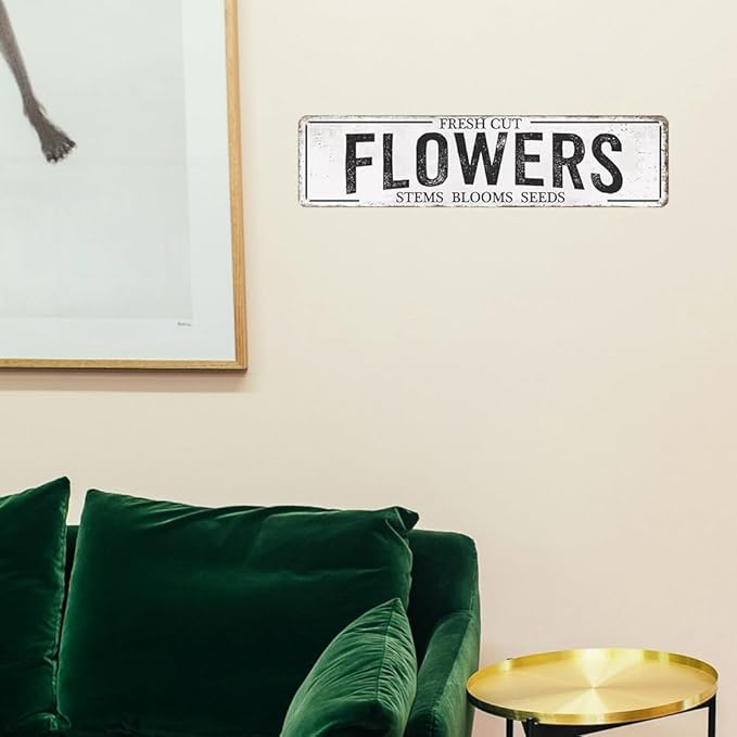 Fresh Cut Flowers Sign Vintage Farmers Market Decor Flower Shop Metal Tin Sign Flower Market Decor Garden Signs Home Cave Garage Bar Art Plaque Wall Decoration