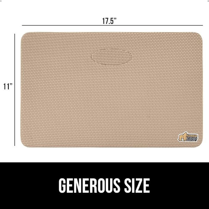 GORILLA GRIP Extra Thick Patent Pending Supportive Foam Kneeling Pad, Large Cushion Knee Pads for Gardening, Baby Bath Time, Dirt and Water Resistant, Workout and Garden Supplies, 17.5x11, Beige