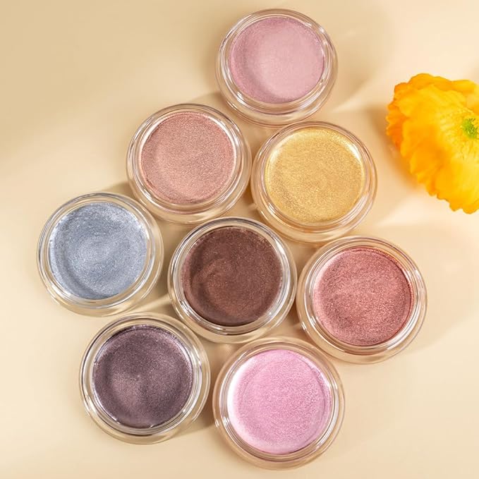 Cream Glitter Golden Yellow Shimmer Metallic Eyeshadow Palette Makeup, Natural Single Mini Instant Holographic Eyeshadow For Older Women, Sombras Crema Para Ojos, Talc, Paraben&Cruelty Free