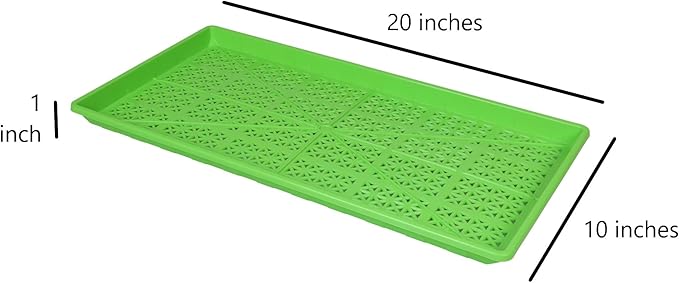 SUNPACK 10" x 20" Heavy Duty Mesh Plastic Seed Starting Tray, Green, 1" (Pack of 30) - Ensures Water Drainage and Aeration, Perfect for Greenhouses or Indoor Gardening