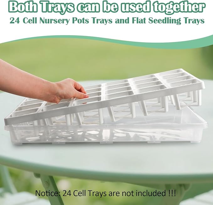 Clear Seed Starter Trays 5 Pack(17"x11"x2"), Reusable Plastic Carrying Seedling & Nursery Trays, Durable Flat Pots Trays, Transparent Square Tray for Planting and Collecting Drainage Water