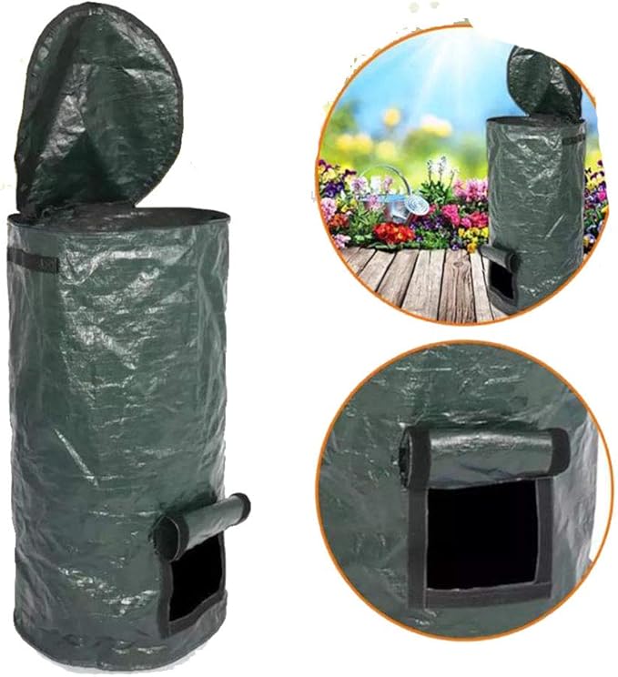 Environmental Compost Bag Handmade Waste Disposal Bag Garden Waste Bin Reusable Compost Bins Kitchen Organic Ferment Bag for Yard Kitchen 34 Gallon