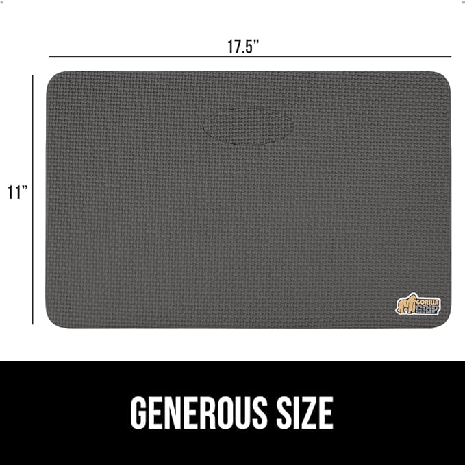 GORILLA GRIP Extra Thick Patent Pending Supportive Foam Kneeling Pad, Large Cushion Knee Pads for Gardening, Baby Bath Time, Dirt and Water Resistant, Workout, Garden Supplies, 17.5x11, Charcoal