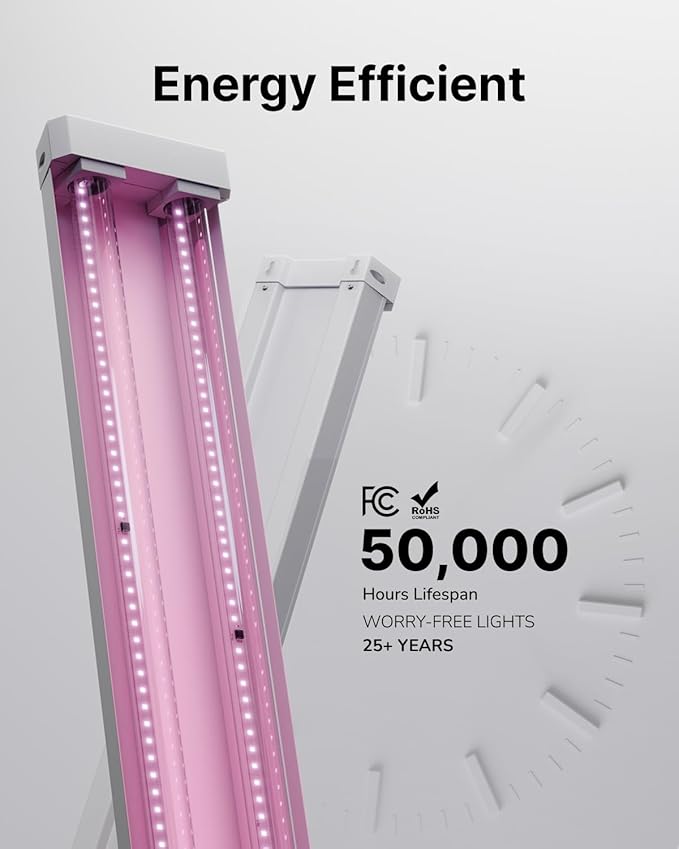 Sunco 4FT LED Grow Light for Indoor Plants 40W, Full Spectrum, Hanging Suspended Fixture, Linkable, Plug in, Greenhouse Year Round for Indoor Plants Seedlings Vegetables Flowers 2 Pack