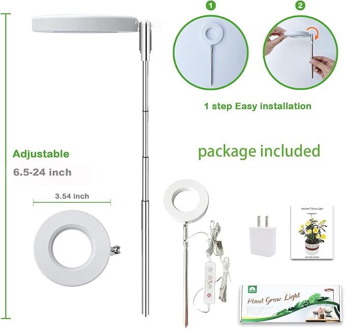 yadoker Plant Grow Light, LED Growing Light Full Spectrum for Indoor Plants,Height Adjustable, Automatic Timer, 5V Low Safe Voltage,Idea for Small Plant Light