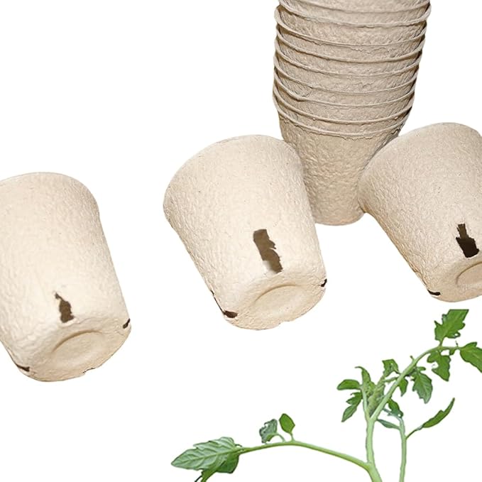 50Pcs Biodegradable Seedling Pots Seed Starter Kit 3.15 Inch Round Peat Pot with Drainage Holes, Plant Labels, Seedling Pickers & Garden Shovels