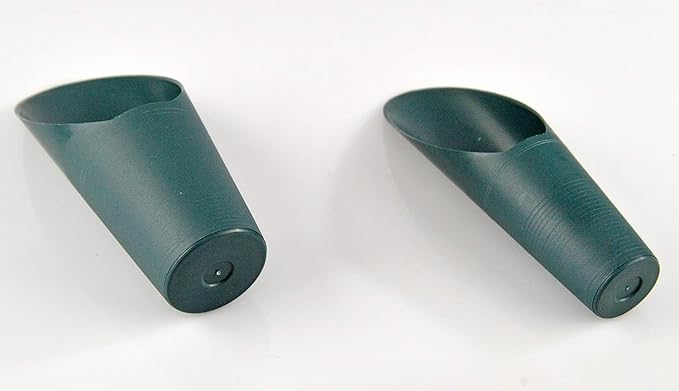 Home-X Set of 2 Soil Scoops - Mini Hand Scoops for Transplanting, Weeding, and Potting - Small Garden Scoop, Potting Scoopers, Bonsai Tool - Set of 2 Different Sizes 6ยฝ" x 2ยฝ" and 6ยผ" x 1ยพ" - Green