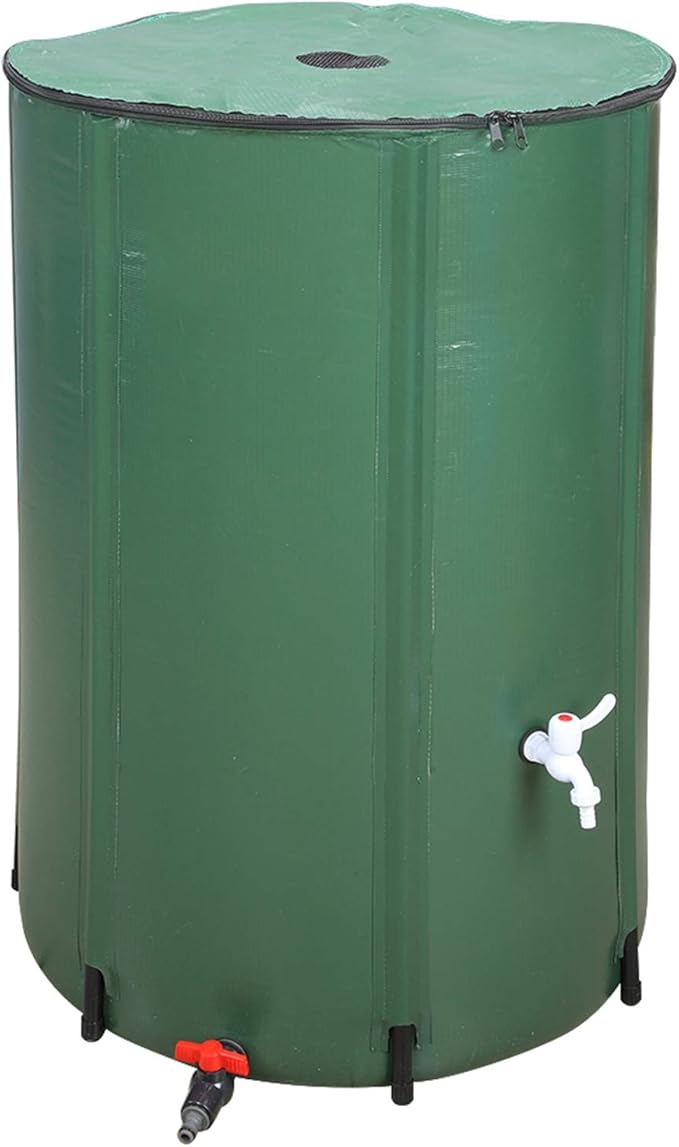 Outvita 100 Gallon Collapsible Rain Barrel, Rainwater Collection System, Portable Foldable Garden Water Storage Tank, Water Catcher with Filter Overflow Kit Faucet Green