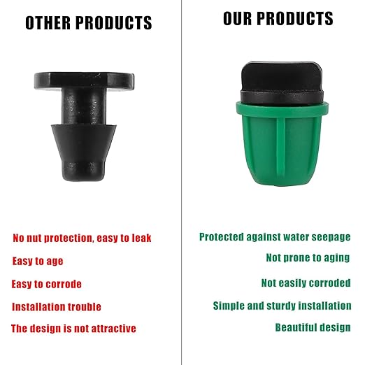 Drip Irrigation Misting Nozzle Kit, 45Pcs Drip Irrigation Parts with 20Pcs 4/7" to 1/4" Barbed Tee Connectors, 20Pcs 1/4" Green Atomizing Misting Nozzles, 5Pcs 4/7" End Caps for Garden Watering