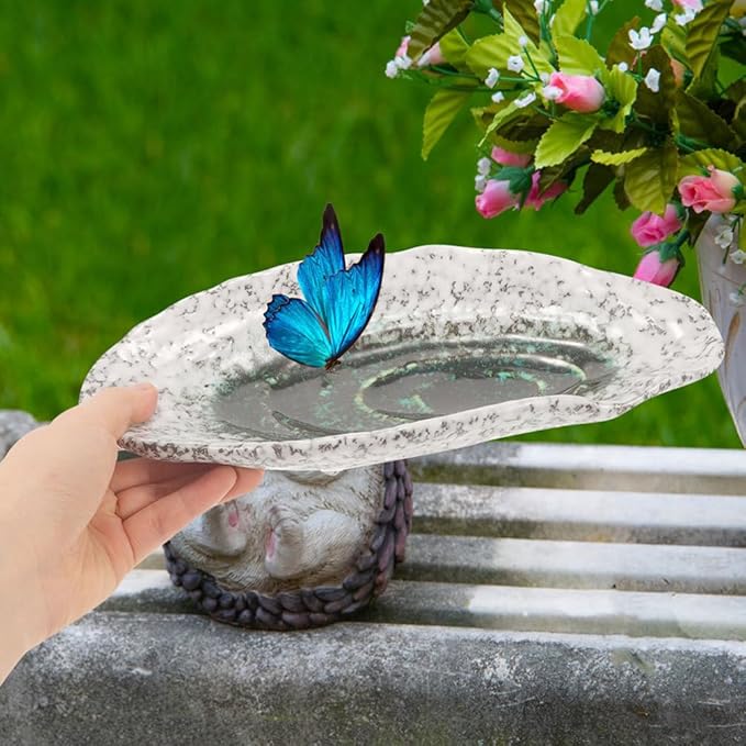 Ceramic Butterfly Puddler Water Feeder Tray 8.27 Inch Outdoor Bee and Wildlife Water Dish for Garden Lawn Yard