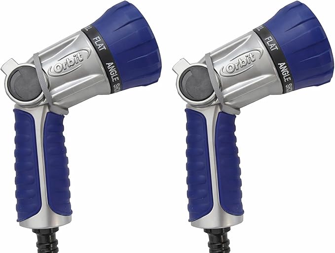 2-Pack Orbit 26700 8-Jet Max Watering Gun, Multi-Pattern Heavy-Duty Garden Hose Nozzle, 30% Increased Flow Rate