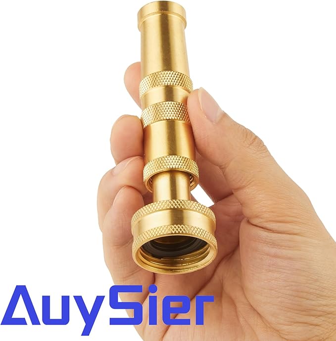 Pack of 2 Heavy Duty Brass Hose Nozzle-4'', Adjustable Twist Garden Hose Nozzles, Water Hose Sprayer Nozzle for Garden Lawn Efficient Watering and Spraying, with 10 Rubber Washers
