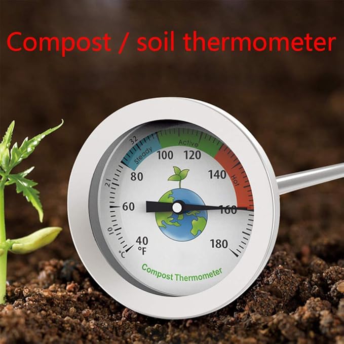 50cm Stainless Steel Compost Soil Thermometer Celsius Measuring Garden 40-180℉ Kitchen Gifts for Men
