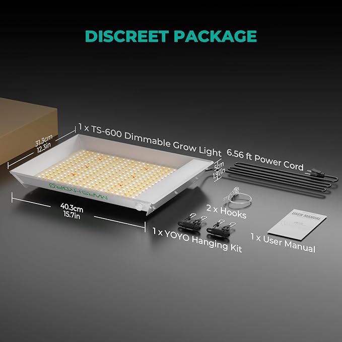 MARS HYDRO TS600 100W LED Grow Light for Beginners, New Diodes Layout Full Spectrum Growing Lamps for Indoor Plants Hydroponic Seed Starting Vegetables Bloom in 2x2 Grow Tent
