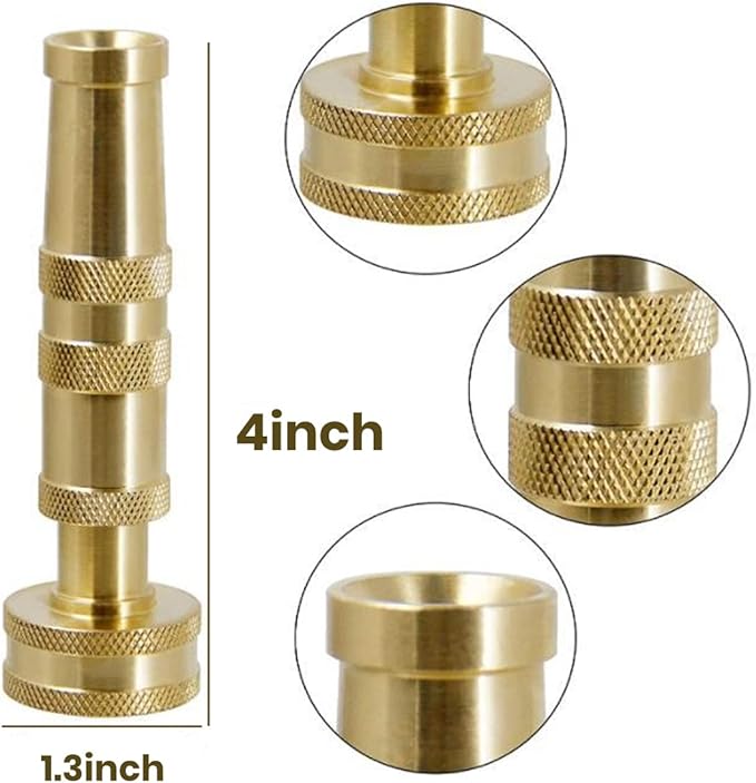 Garden Hose Nozzle, High Pressure Water Hose Nozzle Sprayer Head,fits 3/4” Garden Hose Thread,for Lawn & Garden,Washing Cars,Watering Garden,Cleaning,Showering Dogs&Pets(Brass)