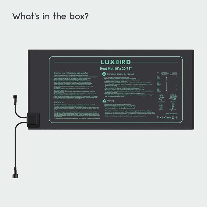 LUXBIRD Daisy Chain Seedling Heat Mat 10" x 20.75" Waterproof Plant Heating Pad, for Seed Starting, Germination, Hydroponics (Master Mat Required)