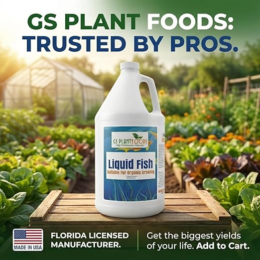 GS Plant Foods Liquid Fish Fertilizer - Organic Material Review Institute Listed (275 Gallons) – Natural Hydrolyzed Fish Fertilizer for Gardens, Lawns & Container Growing