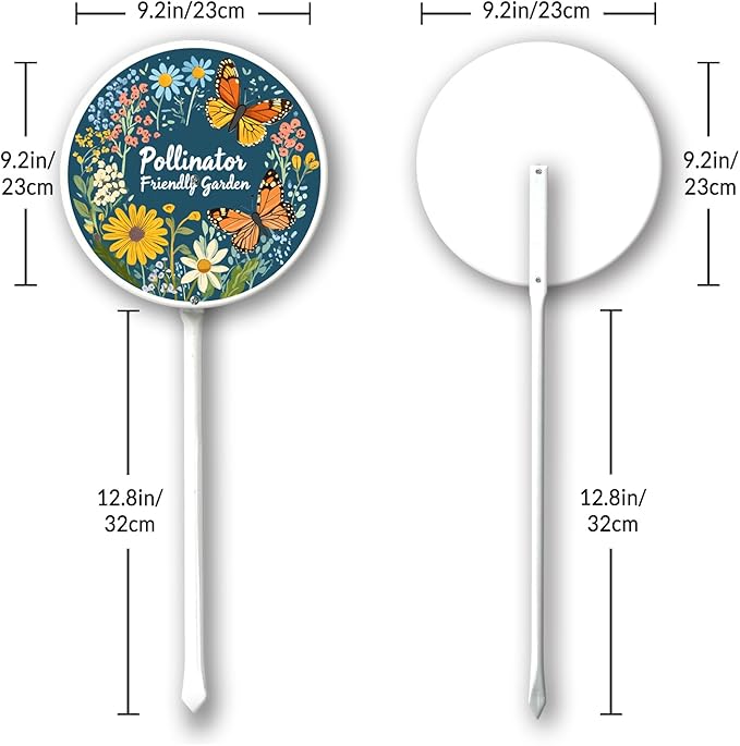 Pollinator Friendly Garden Sign with Stake Outdoor Aluminum Yard Sign Rustproof Aluminum Metal Sign Fade Resistant Lawn Decoration 9.2x9.2inch