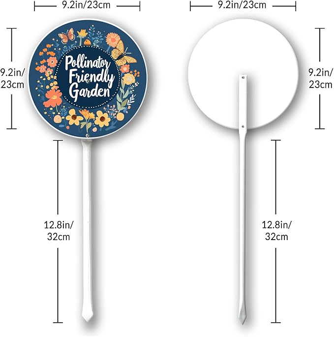 Garden Signs Pollinator Friendly Garden Sign with Stake Outdoor Aluminum Yard Sign Rustproof Aluminum Metal Sign Fade Resistant Lawn Decoration for Outdoor 9.2x9.2inch