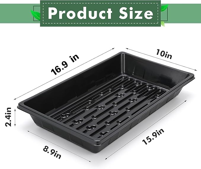 Sckee Upgraded 50 Pack Plant Growing Trays Seed Starting Tray Microgreens Growing Trays Seedling Plant Germination Starter Tray Transplant Fodder Flats, No Holes, No Leakage, Reusable (1017)