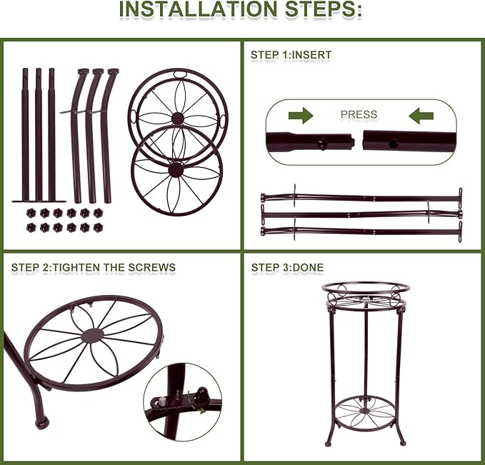 2 Tiers Plant Stand Indoor Outdoor, 20.3'' Metal Tall Potted Plant Flower Stands,Heavy Duty Rustproof Corner Display Rack, Flower Pot Shelf Planter Holder Decor for Home Garden Office-Bronze