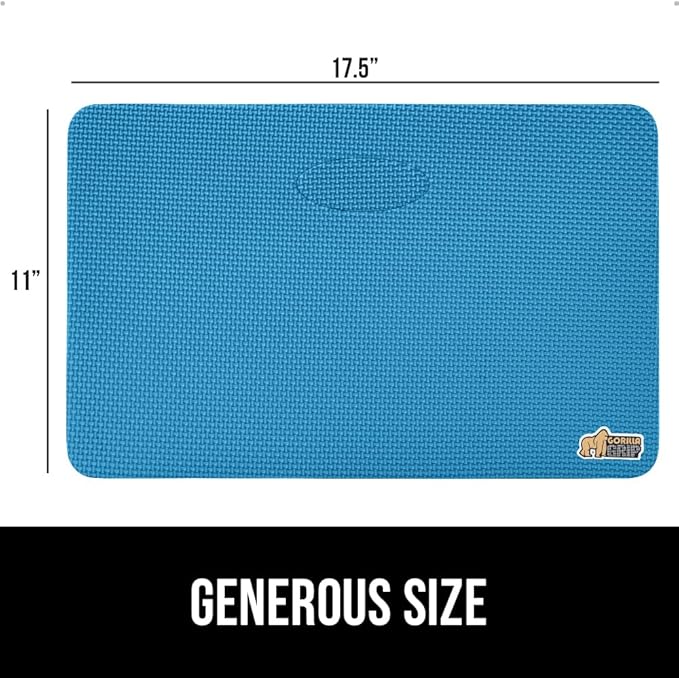 GORILLA GRIP Extra Thick Patent Pending Supportive Foam Kneeling Pad, 2 PK, Large Cushion Knee Pads for Gardening, Baby Bath Time, Dirt and Water Resistant, Workout, Garden Supplies, 17.5x11 Blue