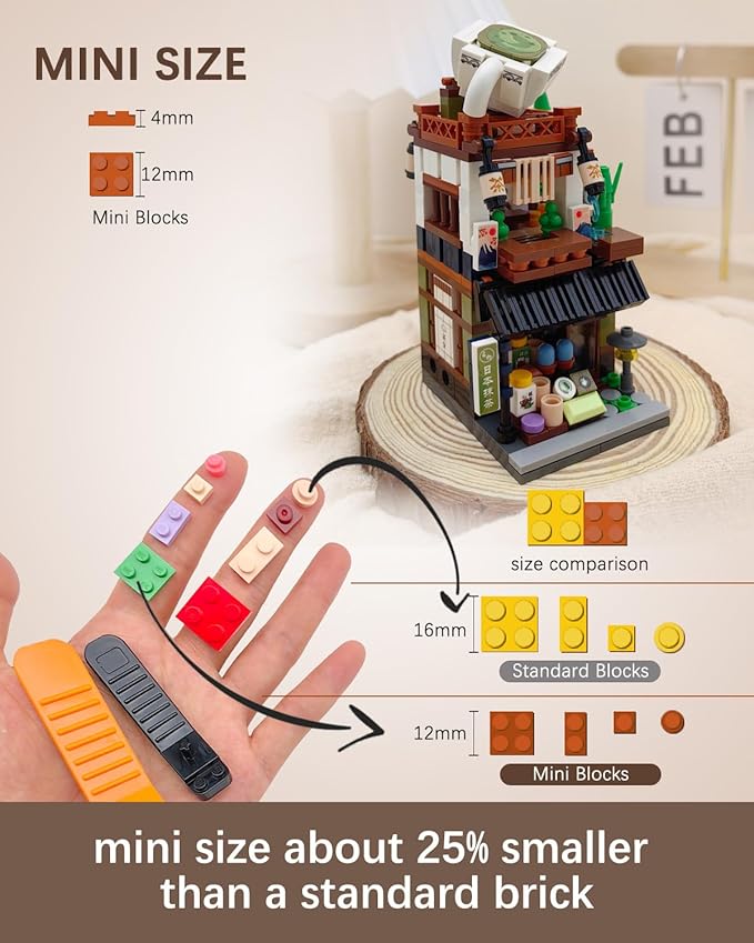 Japanese City Street View Matcha Shop, MOC Creative Mini Building Blocks House Set 379 pcs, Simulation Architecture Construction Toy, Gifts Idea for Kids Adults (1656)