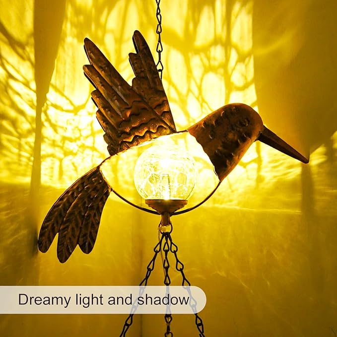 Solar Hummingbird Wind Chimes for outside: Melodious Mother's Day Birthday Gifts for Mom Women Grandma Her - Weatherproof Metal Outdoor Decor Easy Hanging for Garden Patio Tree Window Memorial