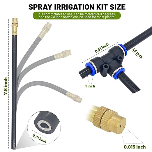 360° Adjustable Drip Irrigation System - 50FT Garden Watering Atomizing System with 16 Nozzles & Water Timer, Greenhouse Accessories for Yard, Lawn, Plants, Garden, 5/16 inches Hose