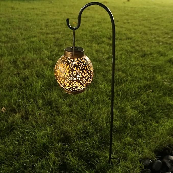 EXCMARK Shepherd Hook 48 inch 1/2 inch Thick Use at Weddings, Hanging Solar Lights, Lanterns, Bird Feeders, Metal Hanger Hook. (Black, 48 inch) U.S. Patent.