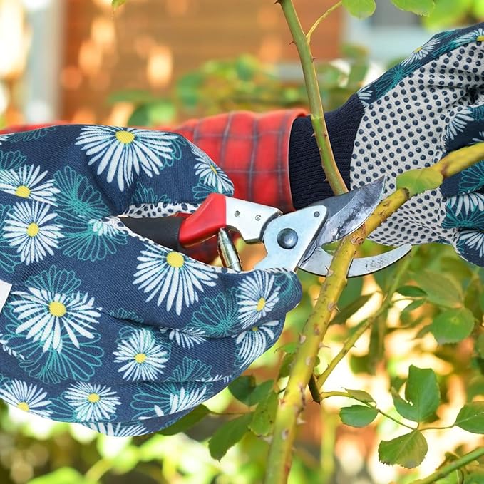 Ainiv Floral Gardening Gloves for Women/Ladies, Non-Slip Garden Work Gloves,Breathable Yard Work Glove Light Working Gloves