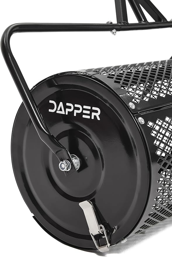 Compost Spreader 44 Inch Towable Peat Moss Spreader, Heavy Duty Rust-Resistant Steel Frame Roller Lawn Spreader for Top Soil, Manure, Mulch, Top Dressing - Garden Spreaders for Lawns