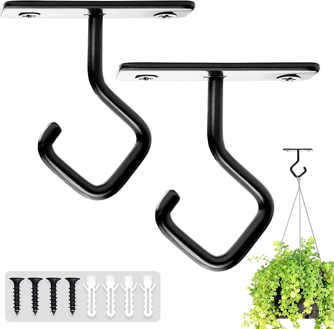 AJART Ceiling Hooks for Hanging Plants - Iron Plant Hanger for Wall Mount - 2 Pack/2.5 Inch Ceiling Hook for Indoor Use