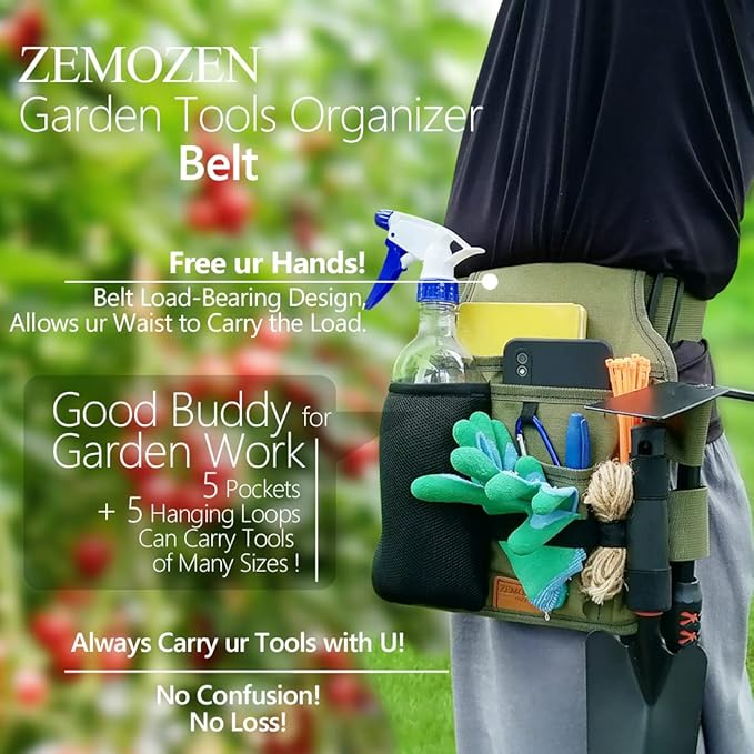 Gardening Apron Garden Tool Belt Set for Women with Pockets - Practical Gardening Belt Garden Aprons for Women, Perfect Gardening Gifts for Women, Best Mother’s Day Gift for Mom and Wife