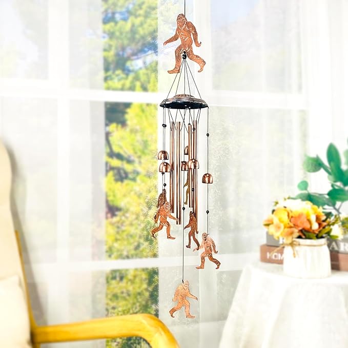 Bigfoot Wind Chimes Outdoor Big Foot Sasquatch Gifts for Men/Women/Dad/Grandpa Birthday Gift Memorial Metal WindChimes for Outside/Indoors, Home, Lawn, Porch, Patio, Garden Decor, Yard Decoration