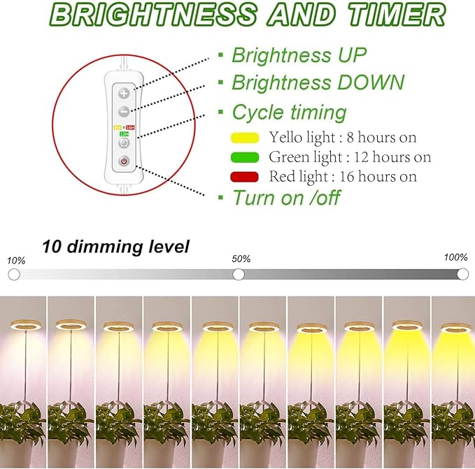 Plant Grow Light,Yadoker LED Growing Light Full Spectrum for Indoor Plants,Height Adjustable, Automatic Timer, 5V Low Safe Voltage,Idea for Small
