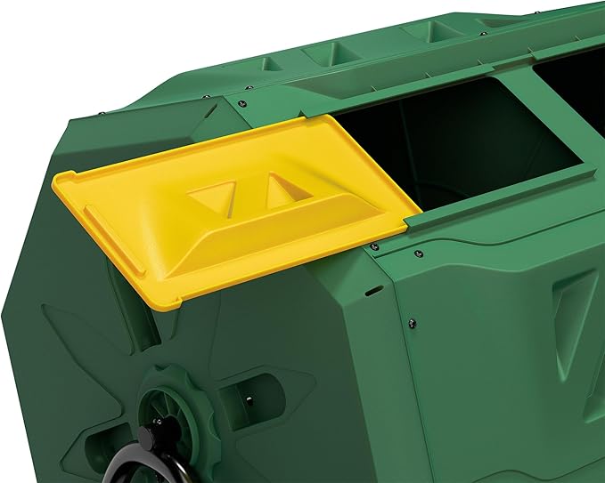 43 Gallon Large Dual Chamber Composting Tumbler Outdoor Garden Rotating Compost Bin Tumbling Composter with Sliding Door, Green