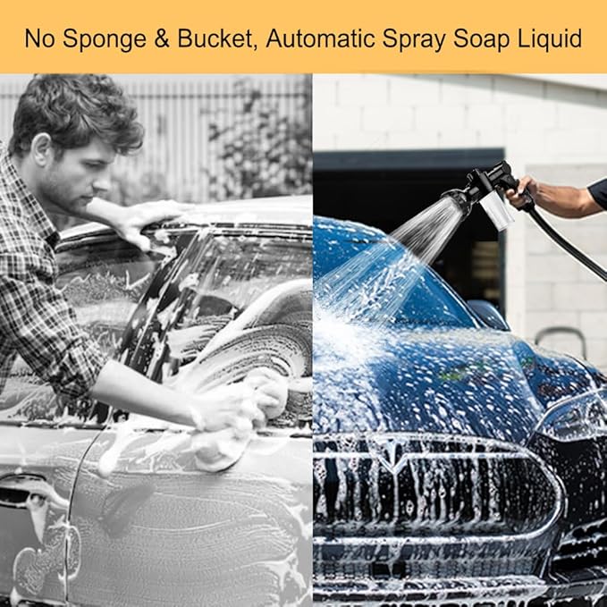 Garden Hose Nozzle, High Pressure Hose Spray Nozzle 8 Way Spray Pattern One-Touch Sprayer for Watering Plants, Lawn, Patio, Car Wash, Cleaning,Showering Pet