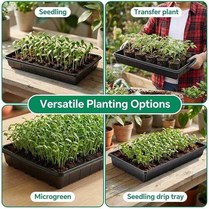10 Plant Growing Trays,Plant Tray, Seed Tray, Seedling Tray, Propagation Tray, Plant Trays for Seedlings, Planting Trays, Seedling Starter Tray(No Drain Holes)