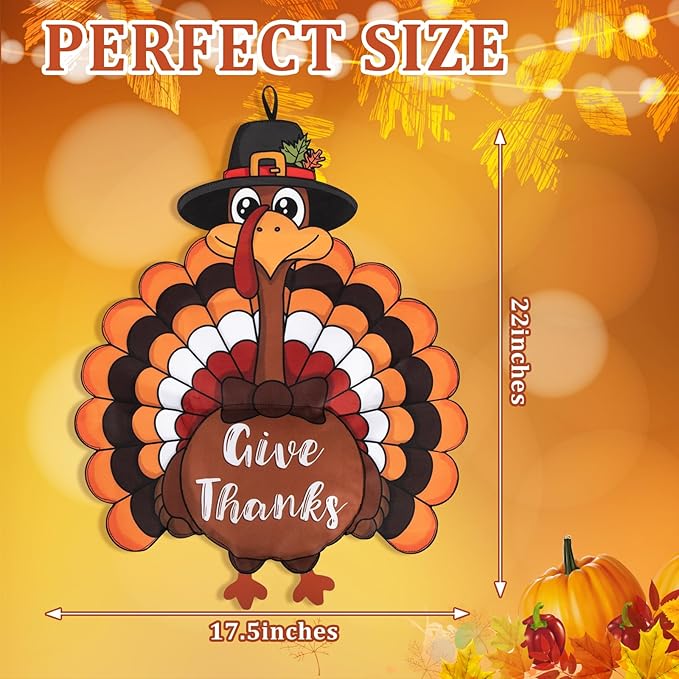 Thanksgiving Garden Flag Outdoor Decorations for Outside Double-Sided Printed, Large Fall Turkey Winter Autumn Yard Flags House Banner Yard Sign Seasonal Decoration