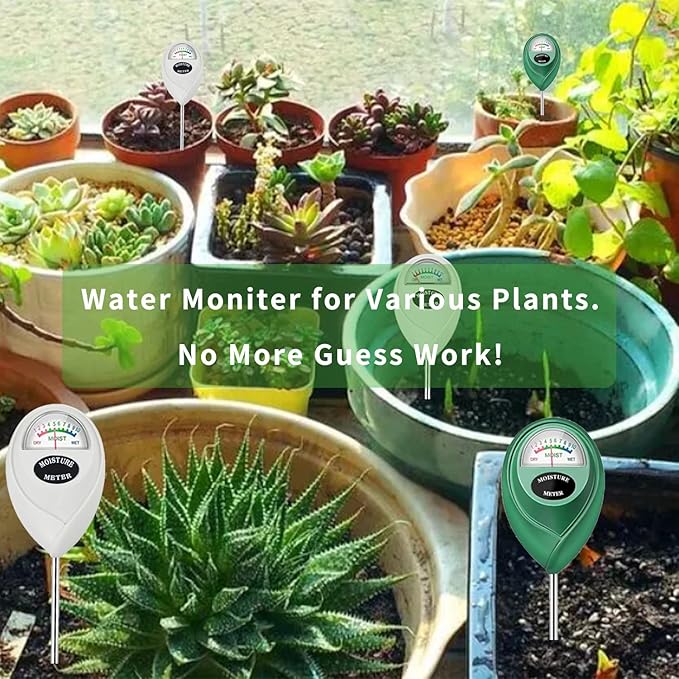 Soil Moisture Meter, 2 Pack Soil Moisture Monitor for House Plants, Soil Hygrometer Moisture Sensor for Indoor & Outdoor, Garden, Farm, Lawn Plant Care, No Battery Needed(Green + White)