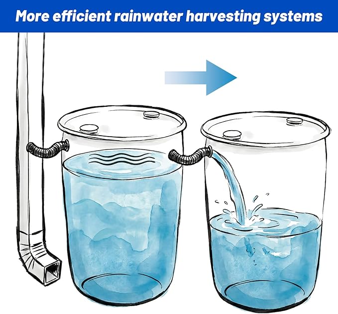 Rain Barrel Hose Connector Kit 1.25"Dia Downspout Diverter Kit Linking Rainwater Overflow Barrels to Store More Rainwater for Outdoor Home Garden(4Pcs, Each8.6"-31"Long)