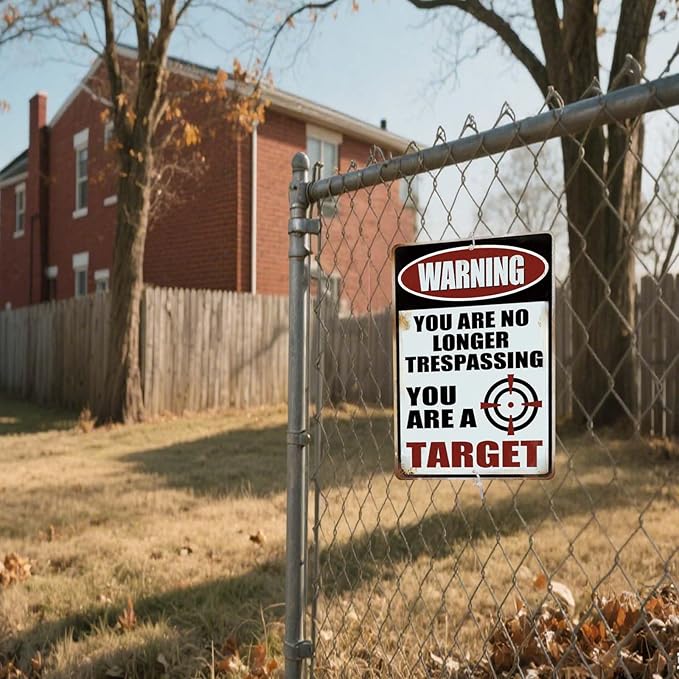 Funny No Trespassing Metal Signs Private Property,Warning You Are No Longer Trespassing,You Are a Target,8 X 12 Inches