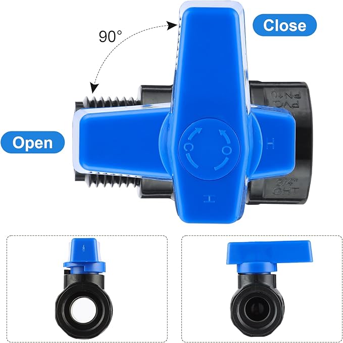 PVC Rain Barrel Spigot Kit 3/4" GHT Garden Diverter Kit With Bulkhead Fitting Garden Hose Faucet Thread Ball Valve for Water Adapter Tanks, Aquariums Rain Barrel Diverter Kit (2 Pack)