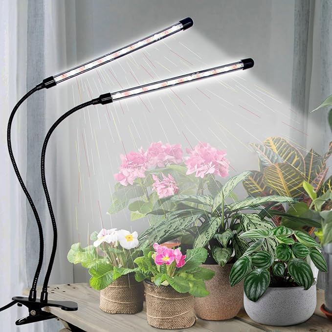 Grow Lights for Indoor Plants - 84 LED Full Spectrum Clip Plant Growing Light (2 Heads Light)