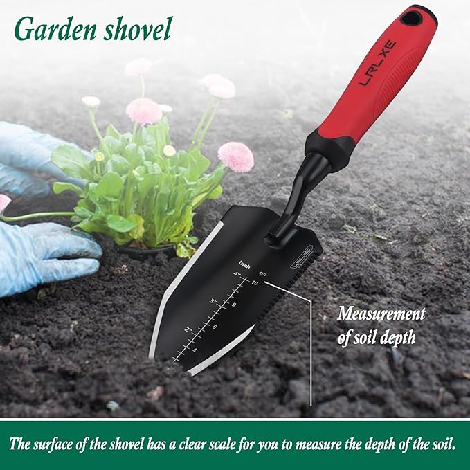 Heavy Duty Gardening Trowel,Stainless Steel Hand Shovel with Rubber Handle,Garden Tool for Digging,Weeding,Planting Bulbs,and Transplanting