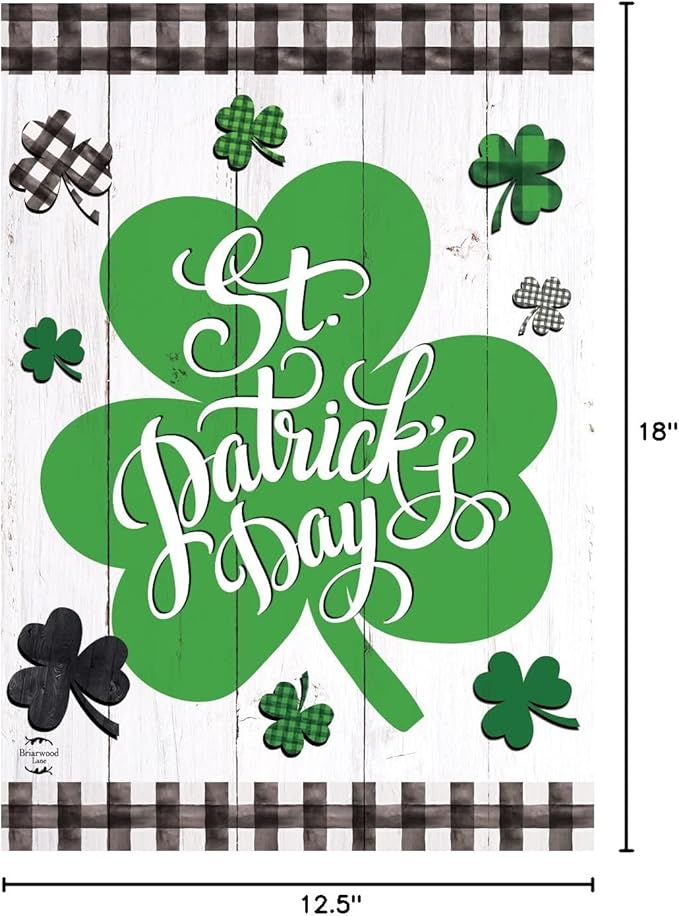 Checkered St. Pat's Shamrocks Garden Flag 12.5" x 18" Briarwood Lane